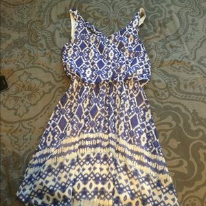 Summer Blue Flowy Patterned Sun Dress